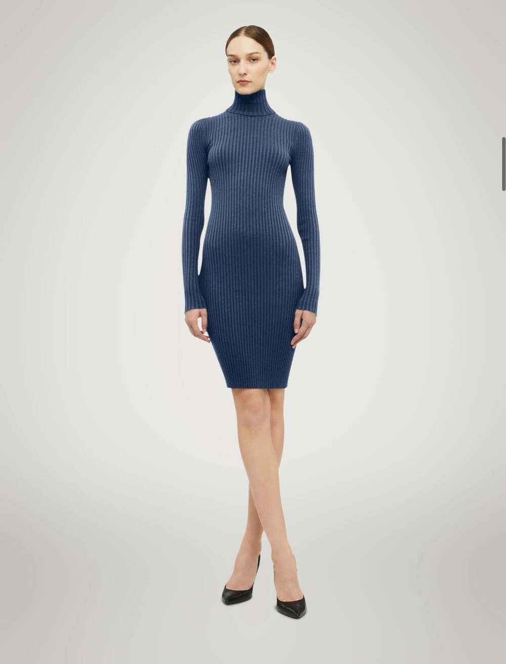 Wolford Merino Rib Dress Size XS Blue Wool Blend